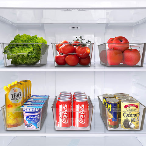 Simple Houseware bin-cutouts enable quick grab of drinks and bagged veggies.