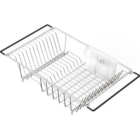Chrome dish drainer by Simple Houseware for everyday dish drying and organization.