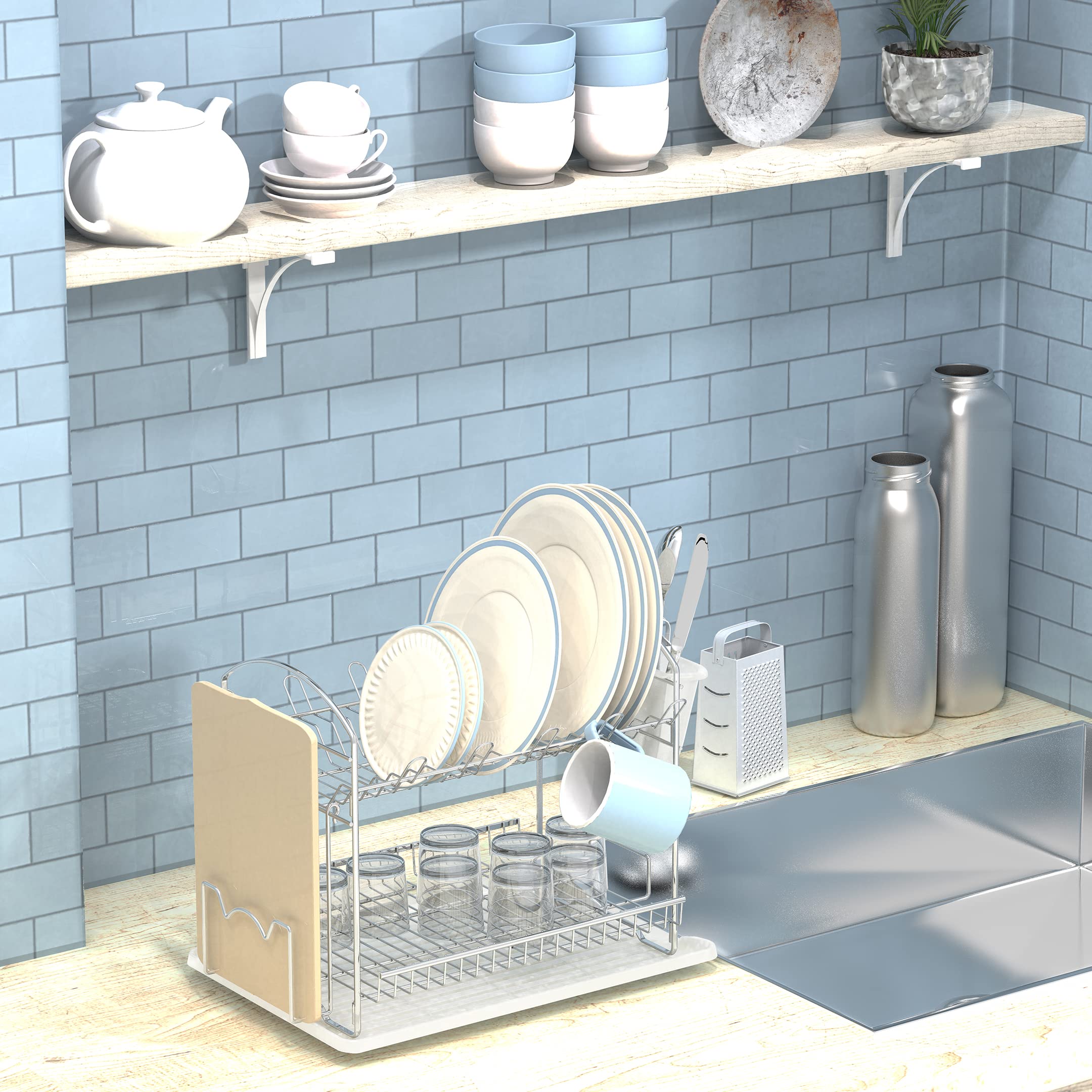 Simple Houseware chrome-finish rack complements modern kitchen decor.