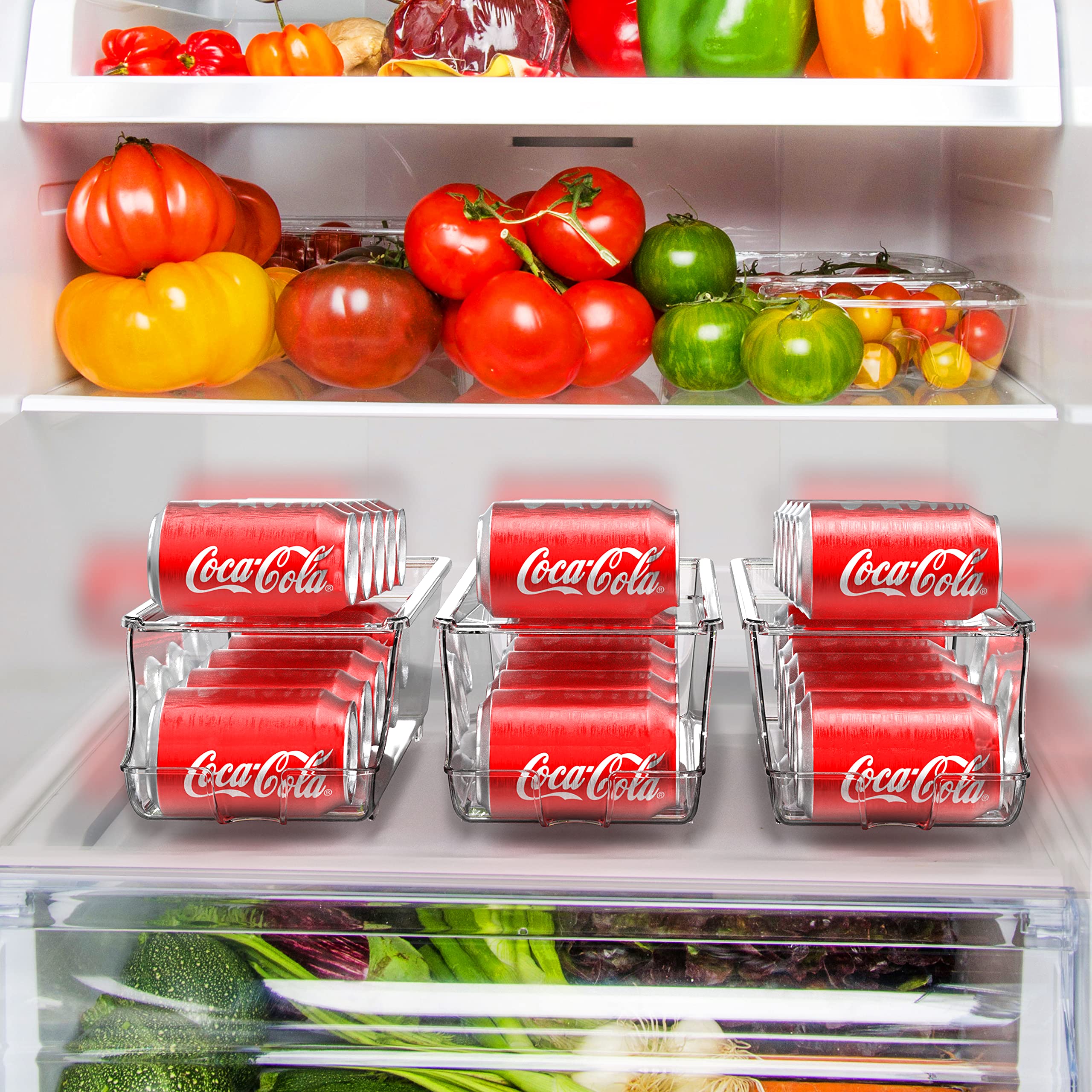 Simple Houseware clear space-saving bin shows contents for quick fridge checks.