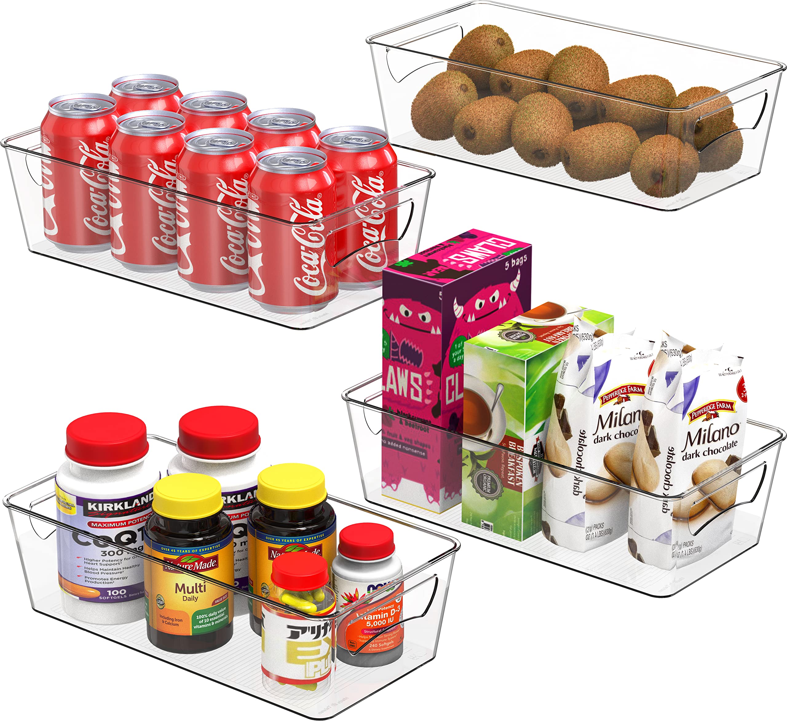 Simple Houseware clear storage bin for fridge front view enhances visibility and access.