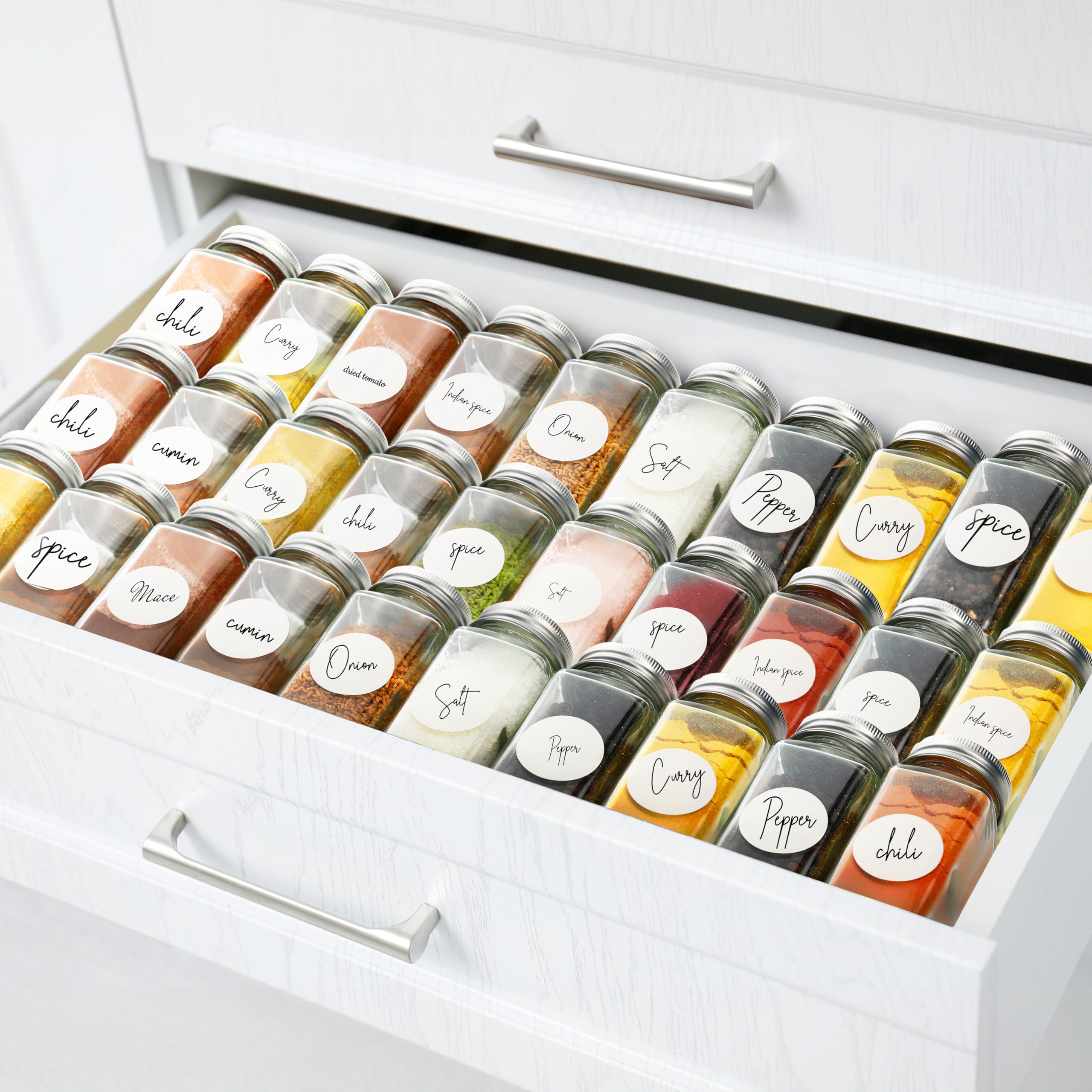 Condiment storage using Simple Houseware jars for pantry organization