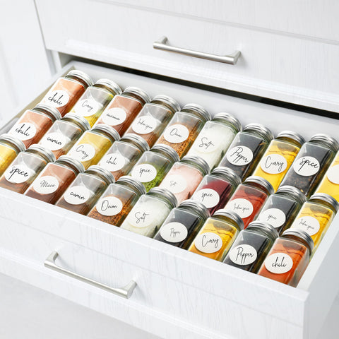Condiment storage using Simple Houseware jars for pantry organization