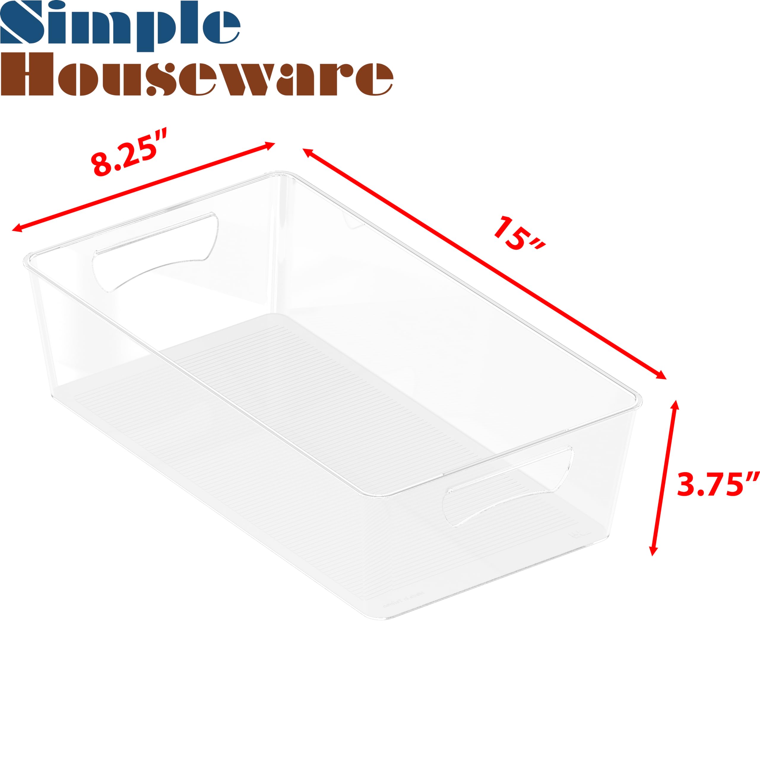 Simple Houseware crystal-clear bins with handles for quick grabbing