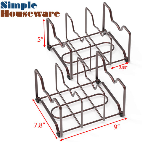 Simple Houseware bronze cutting board rack keeps boards neatly upright for quick prep.