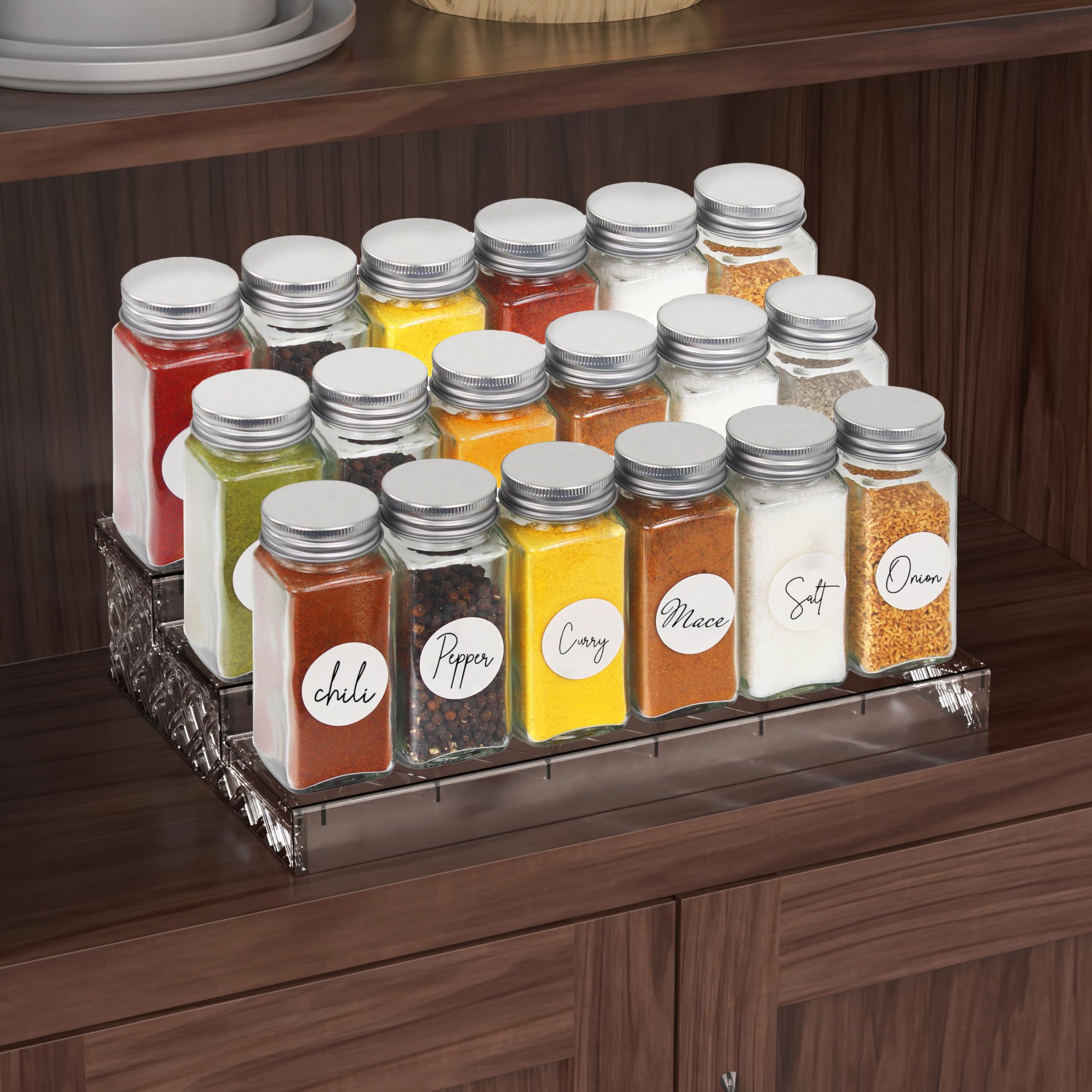 Easy-access square design by Simple Houseware fits compact shelves
