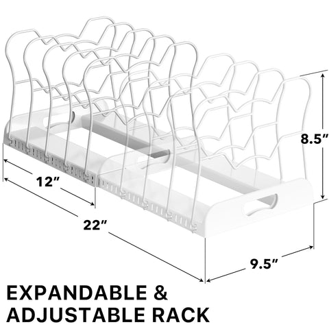 Simple Houseware expandable pan organizer rack 10 adjustable compartments for versatile storing
