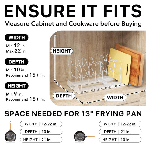 Simple Houseware expandable pan organizer rack expanded to 22 inches for larger collections