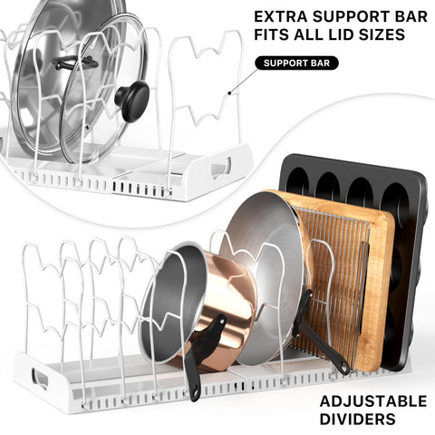 Simple Houseware lid cradles keep lids accessible while preventing scratches