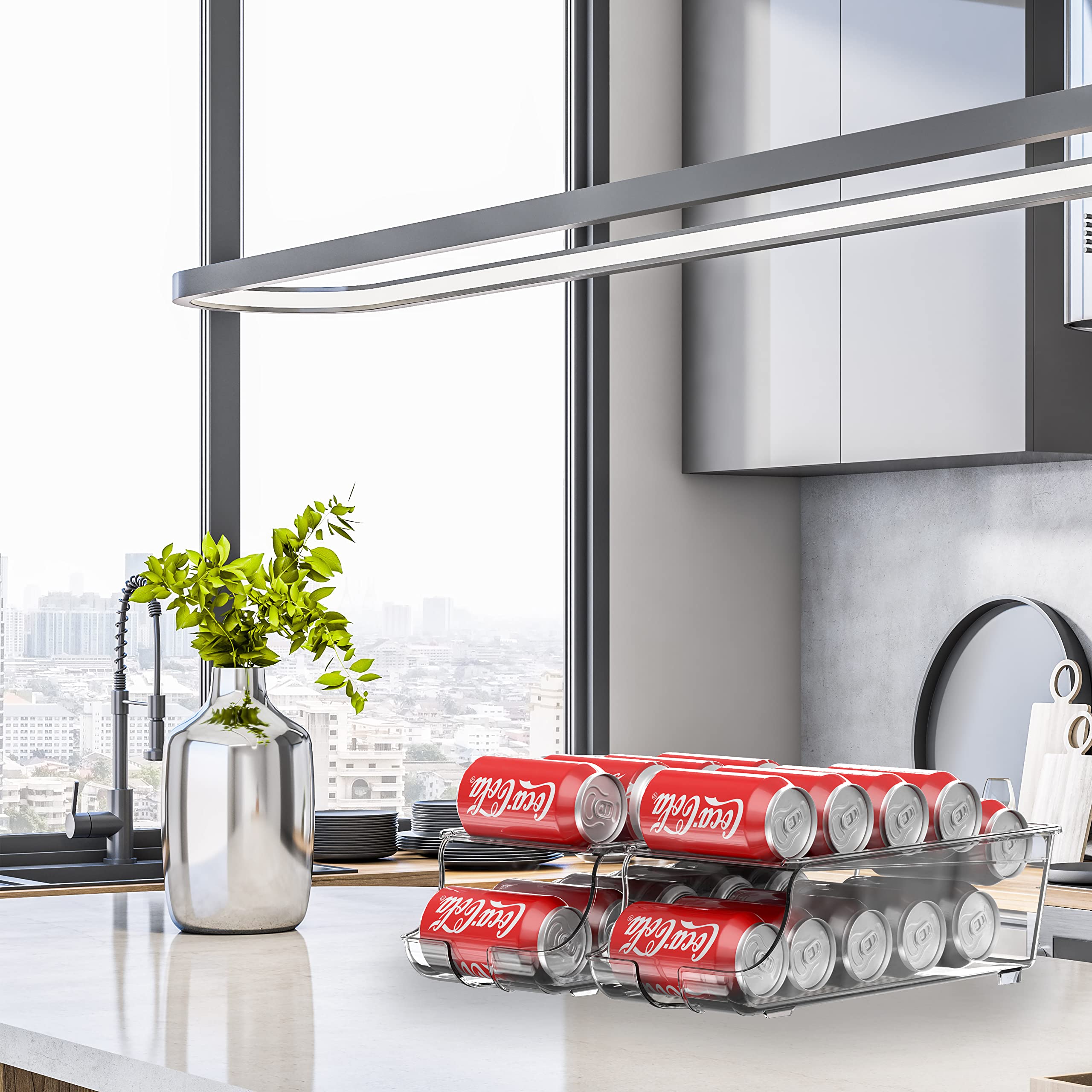Simple Houseware front-loading system provides quick visibility of beverages.