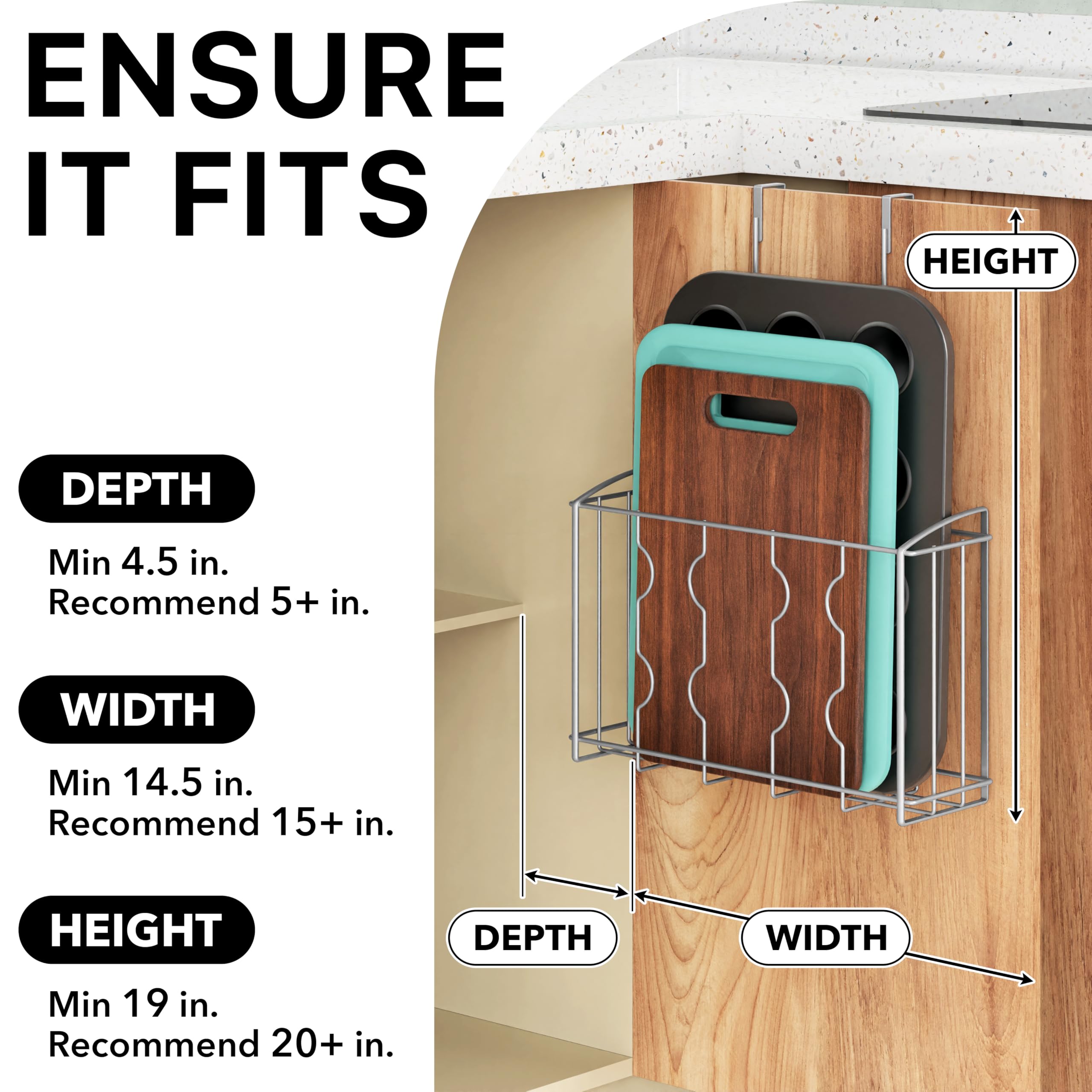Simple Houseware cutting-board organizer stores 4 to 5 boards securely.