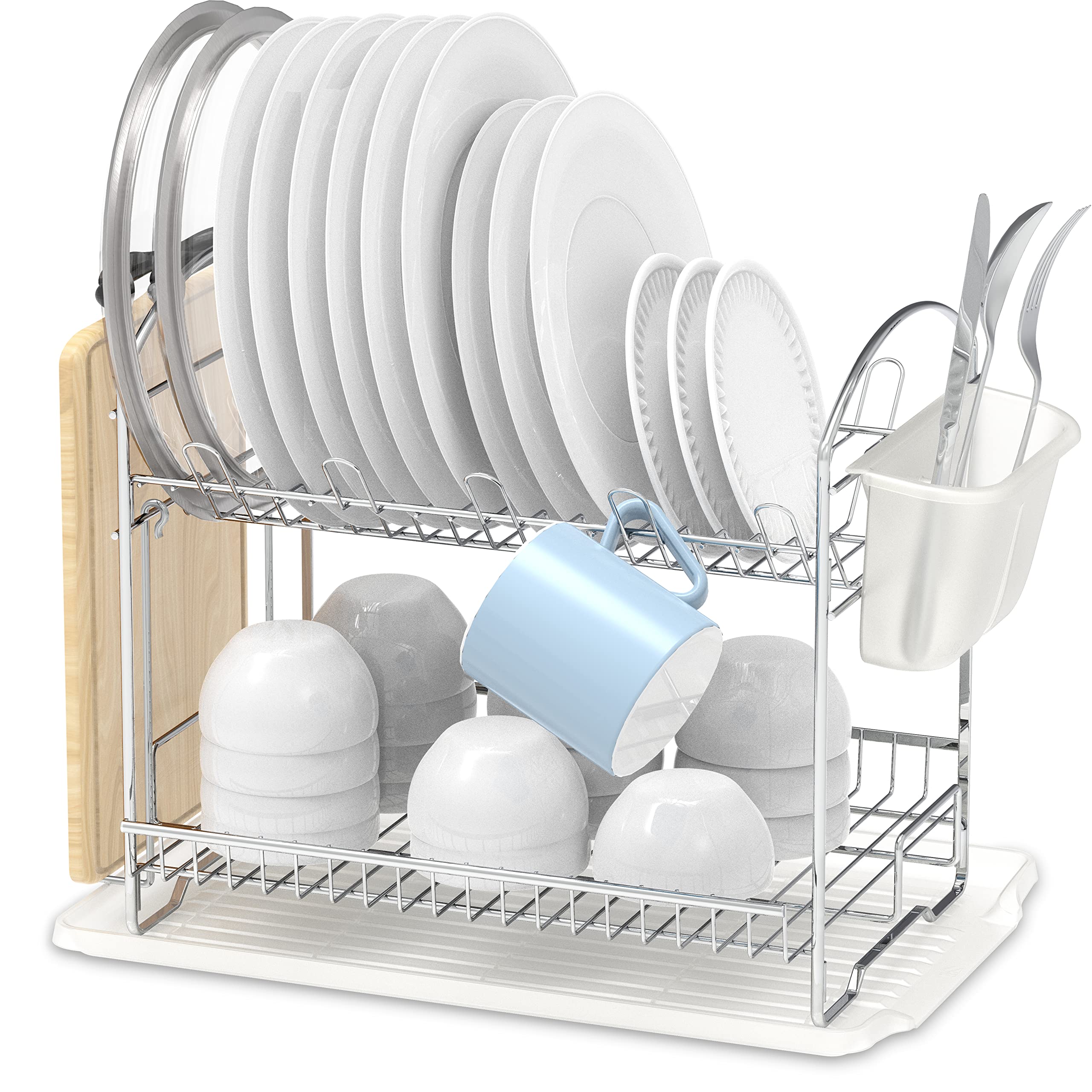 Simple Houseware mug holder on the rack keeps mugs secure.