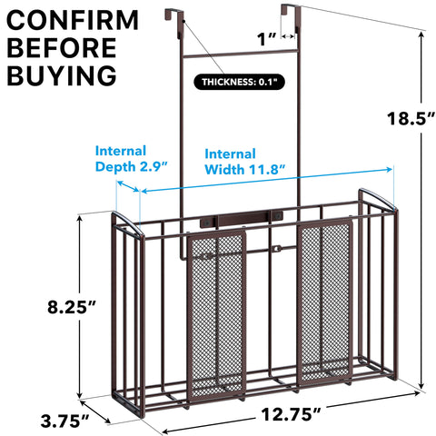 Simple Houseware bronze side view shows slim profile and easy door clearance