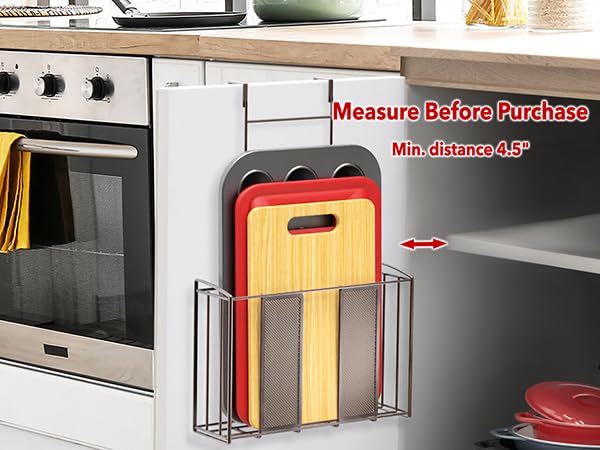 Simple Houseware storage matrix behind cabinet doors offers accessible organization
