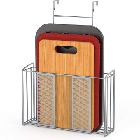 Simple Houseware over-cabinet-door-organizer front view keeps essentials visible and reachable.