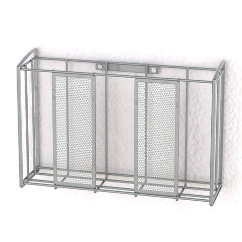 Simple Houseware over-cabinet-door-organizer front view with baskets in use for cosmetics.