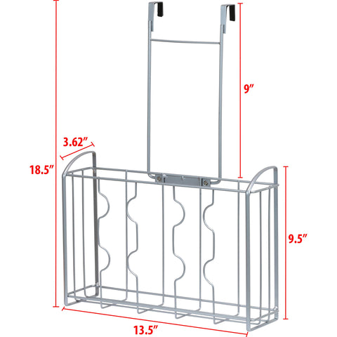 Simple Houseware silver organizer on a cabinet door for easy reach of essentials