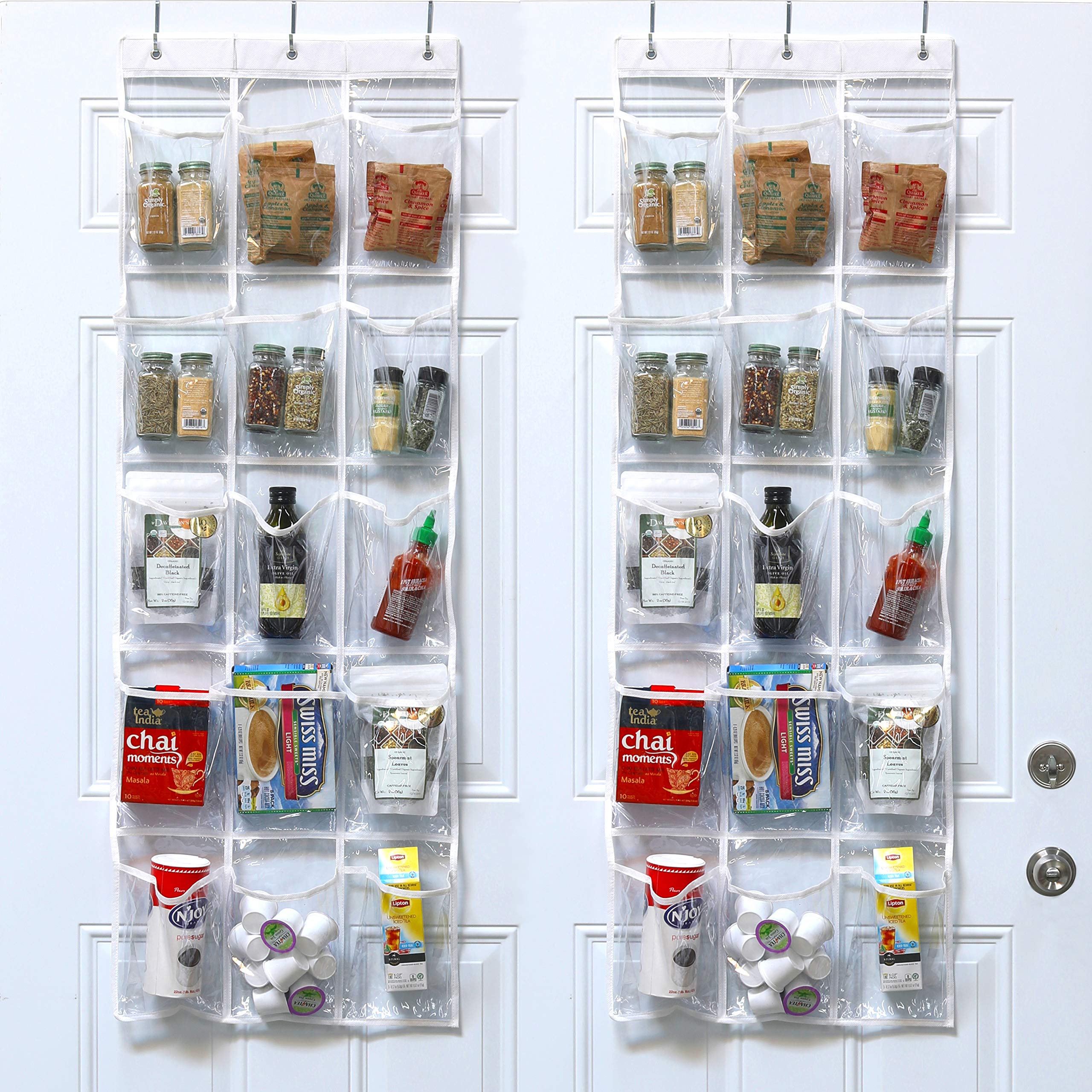 Simple Houseware over-the-door pantry organizer with 15 clear pockets for easy access