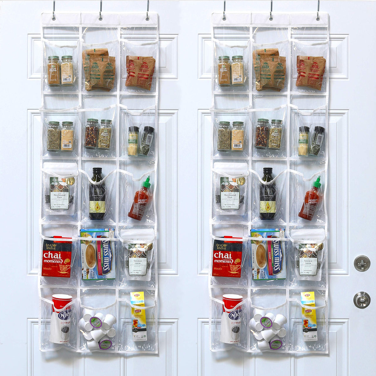 Simple Houseware over-the-door pantry organizer with 15 clear pockets for easy access