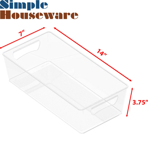 Simple Houseware fridge clear bin demonstrates at-a-glance organization for fruits, veggies, and beverages.