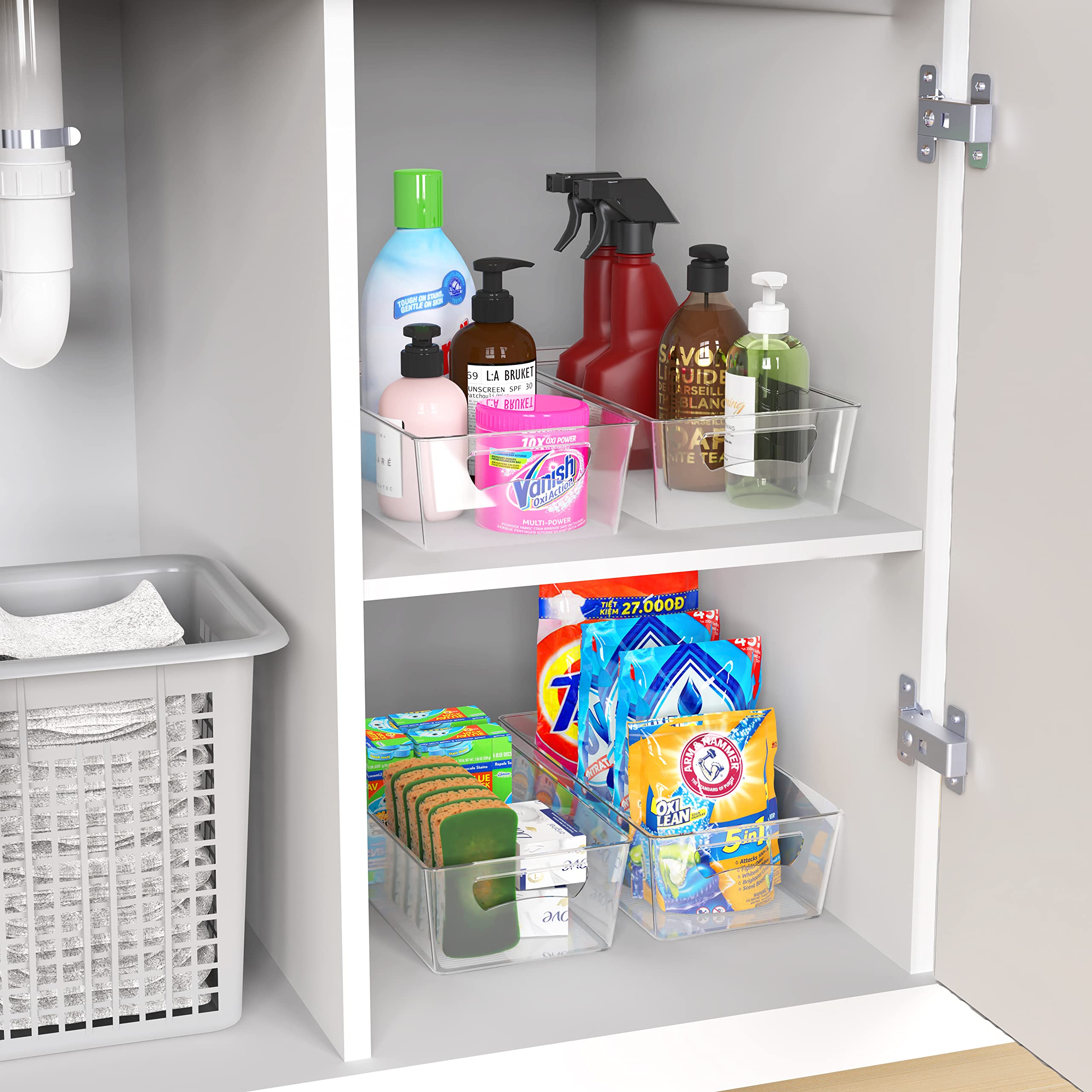 Simple Houseware four-bin set helps maximize pantry space and designated storage spots.