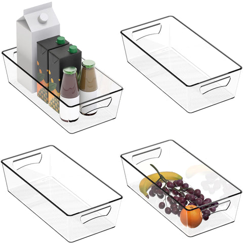 Simple Houseware pantry bins keep snacks, condiments, and drinks neatly organized on shelves.