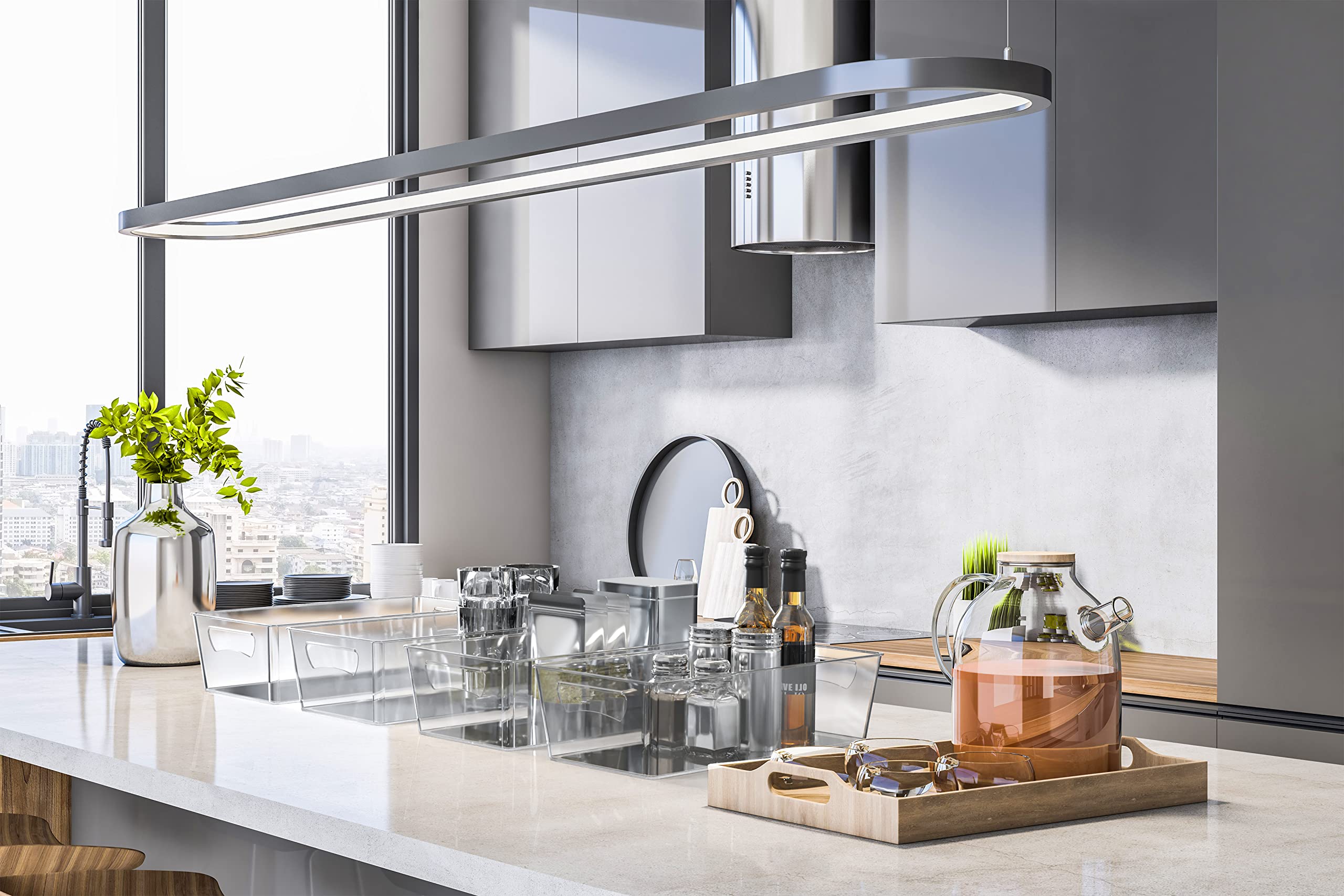 Simple Houseware clear storage bins boost visibility, reducing food waste and misplaced items.