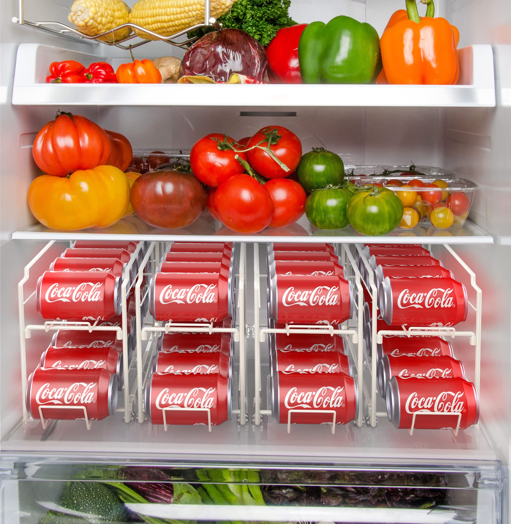 Simple Houseware four-pack storage rack keeps cans tidy and accessible.