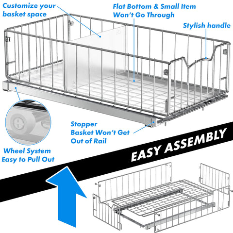 Simple Houseware pull-out basket divider inside view illustrating separation