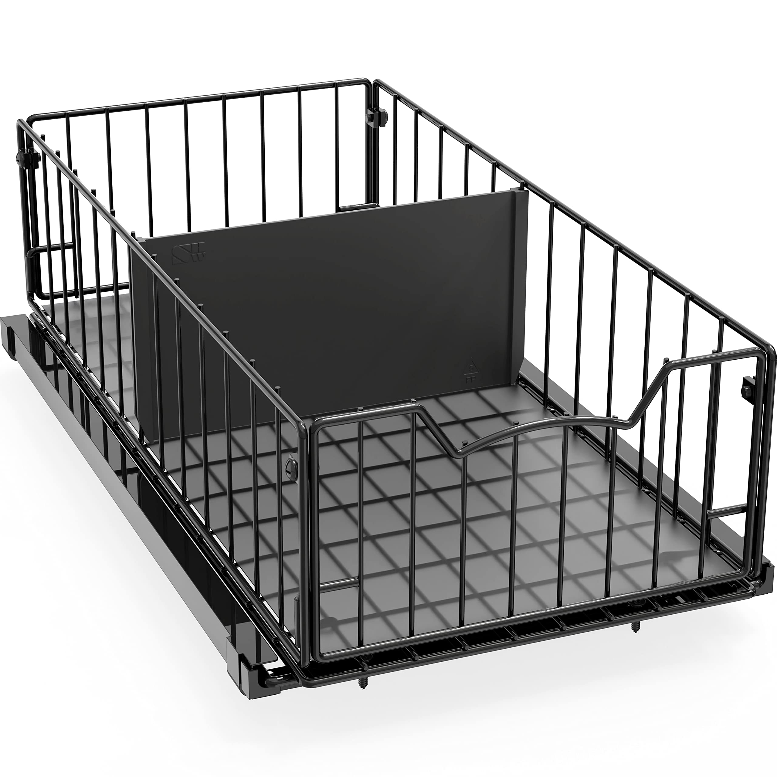 Simple Houseware pull-out basket organizer viewed from the front for accessible pantry storage.