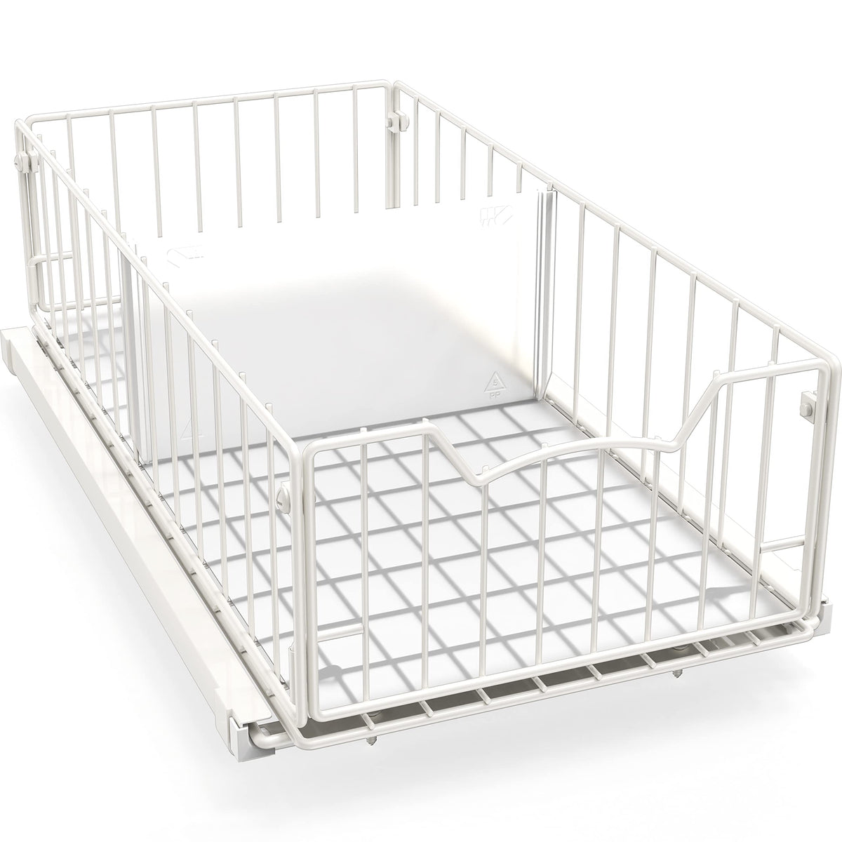 Simple Houseware pull-out cabinet basket sliding with divider for deep cabinet access.
