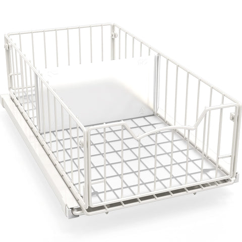 Simple Houseware pull-out cabinet basket sliding with divider for deep cabinet access.