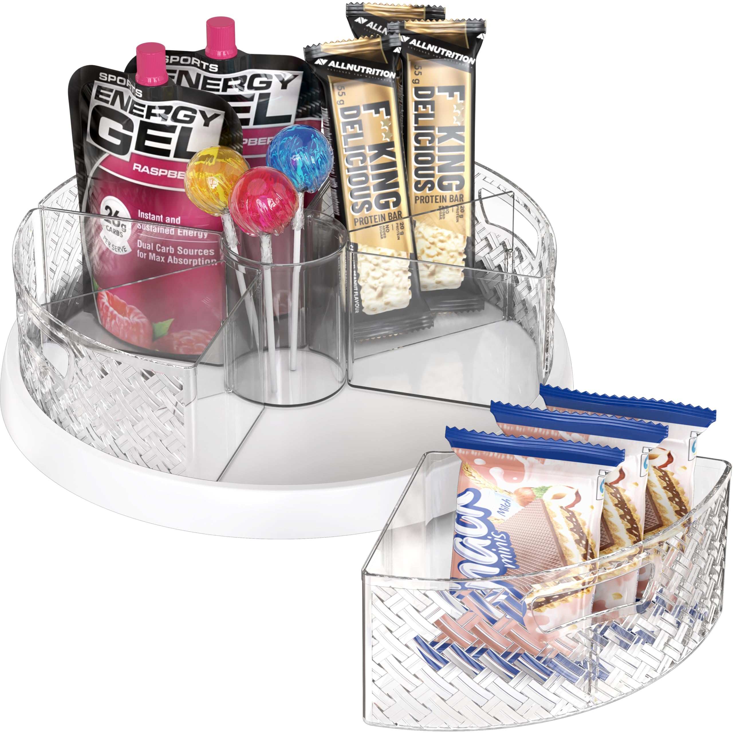 Simple Houseware sector bins and removable dividers keep spices neatly separated.