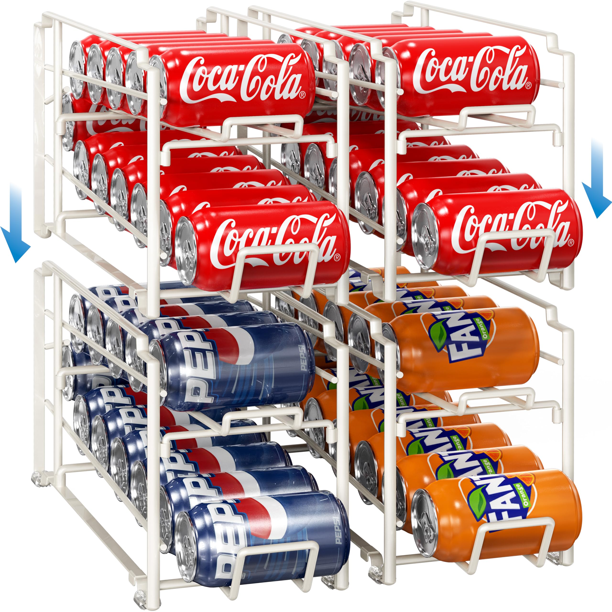 Simple Houseware soda can organizer displaying 12-can capacity for pantry organization.