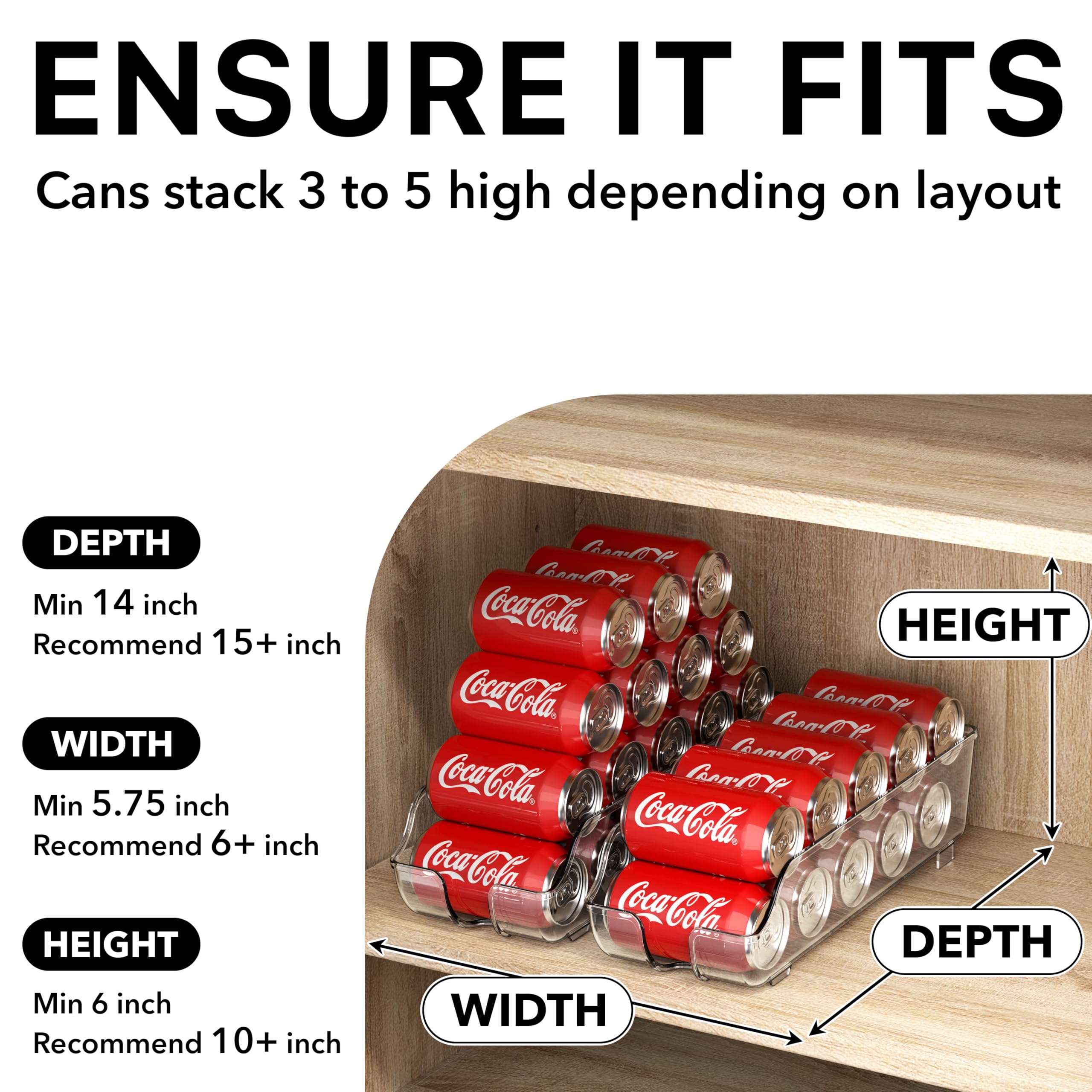 Simple Houseware soda can organizer clear thick plastic lets you see contents at a glance