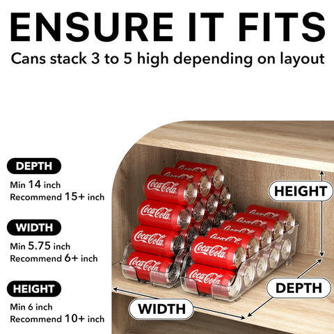 Simple Houseware soda can organizer clear thick plastic lets you see contents at a glance