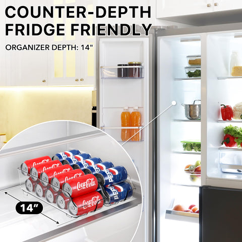 Simple Houseware soda can organizer top view highlighting two-layer display