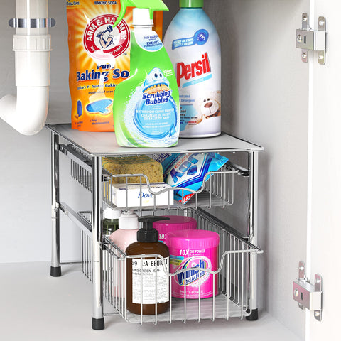 Simple Houseware chrome stackable design for compact spaces
