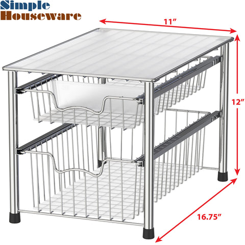 Simple Houseware chrome top surface used for extra storage in a kitchen