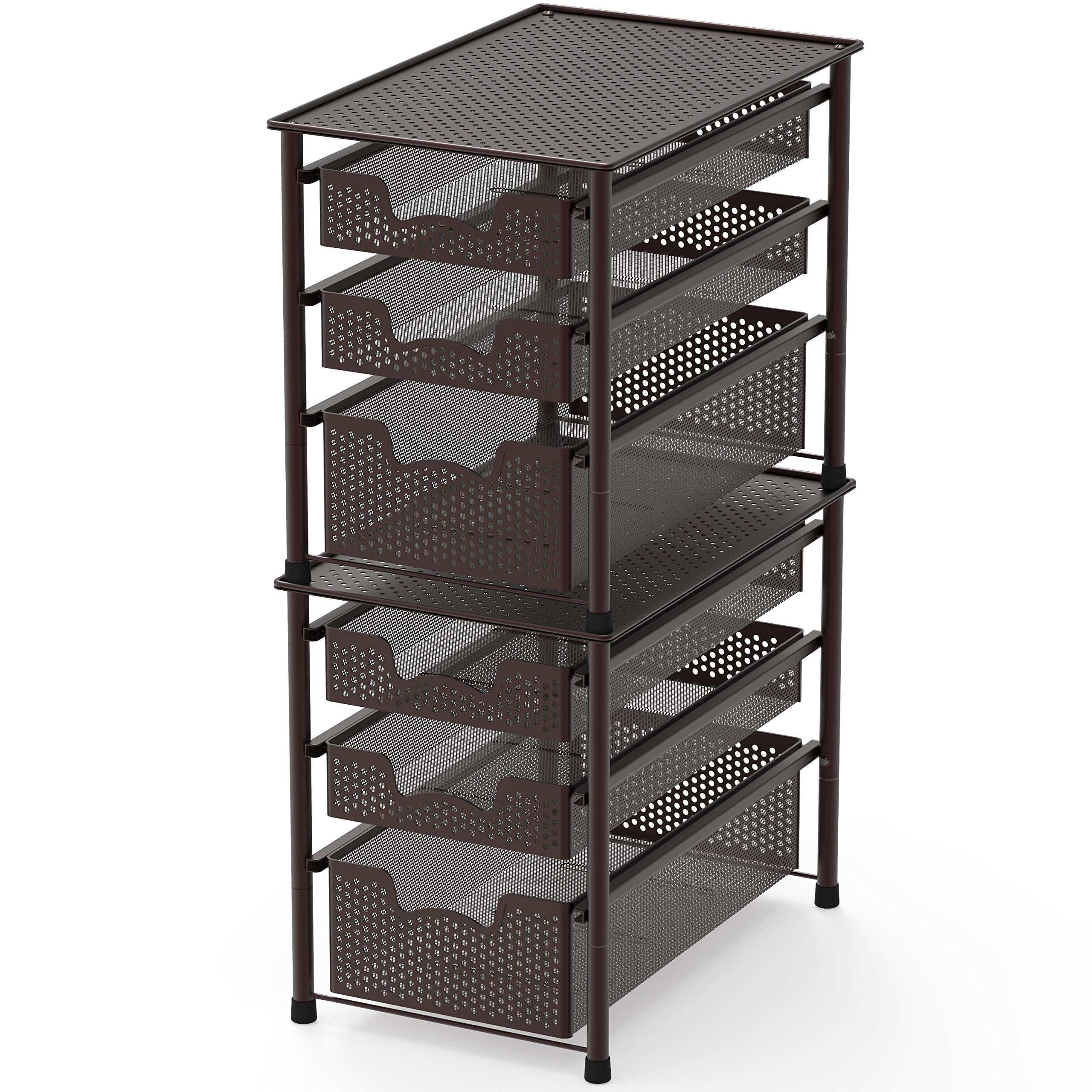 Simple Houseware stackable basket close-up displaying drawer height options.