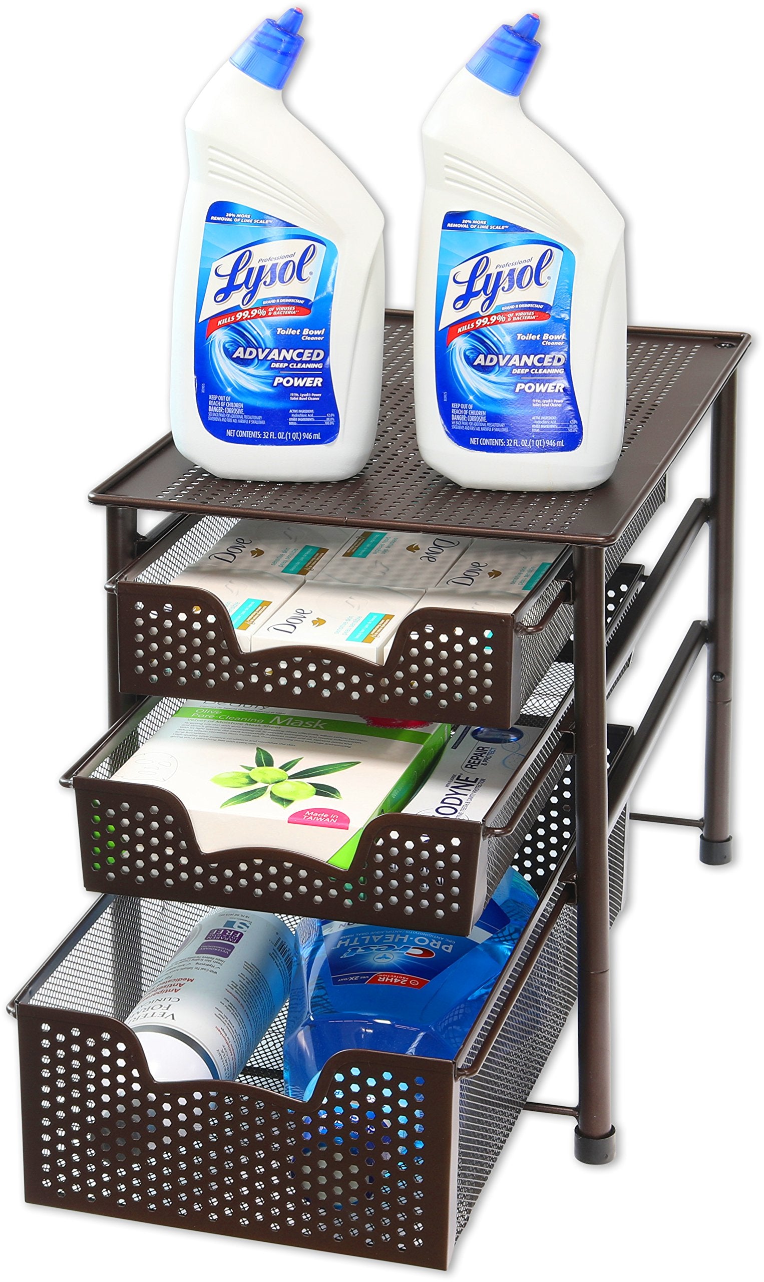 Simple Houseware kitchen-bathroom storage with bronze finish saved space.