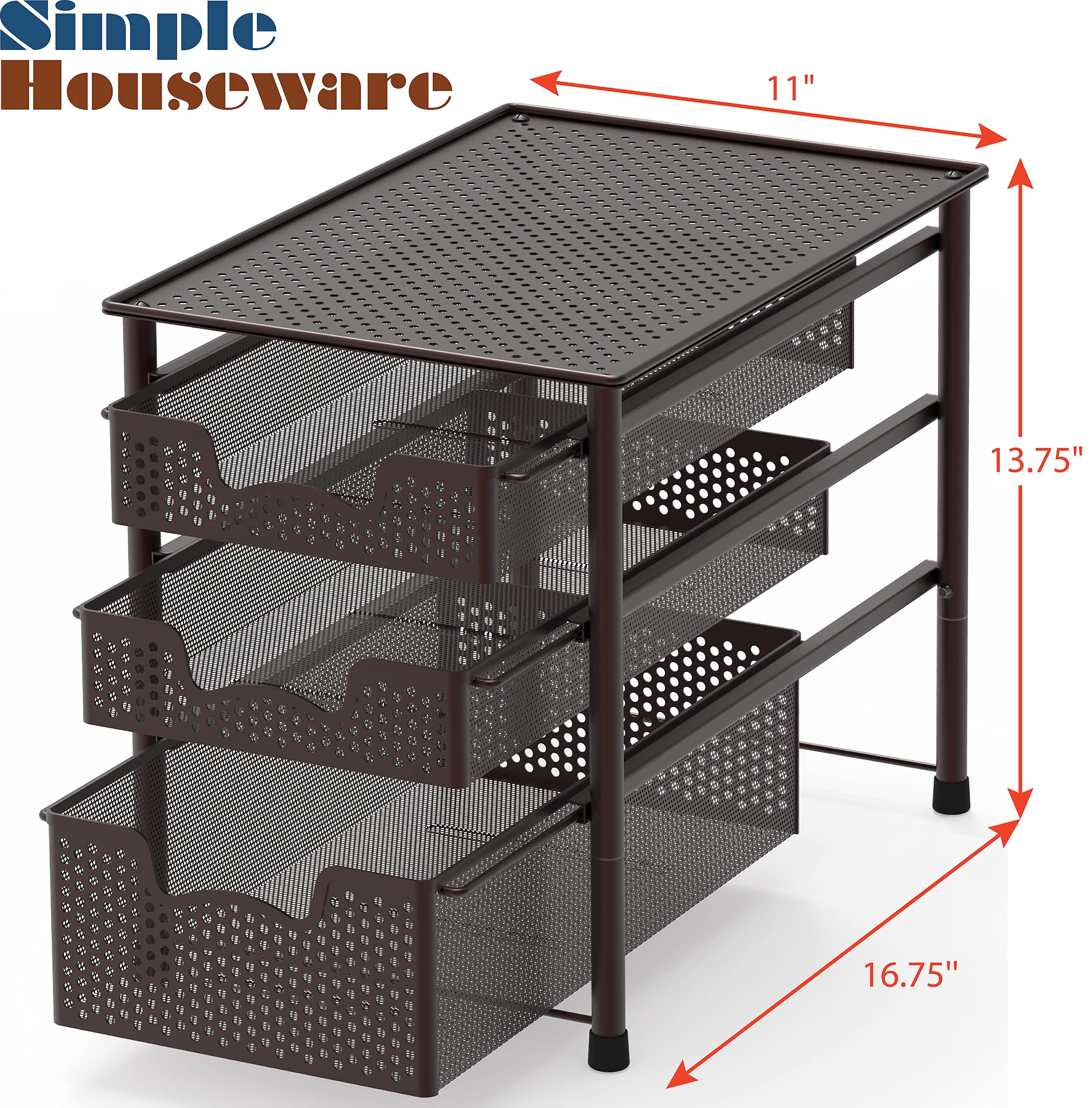 Simple Houseware bronze top surface shows ample space for daily essentials.