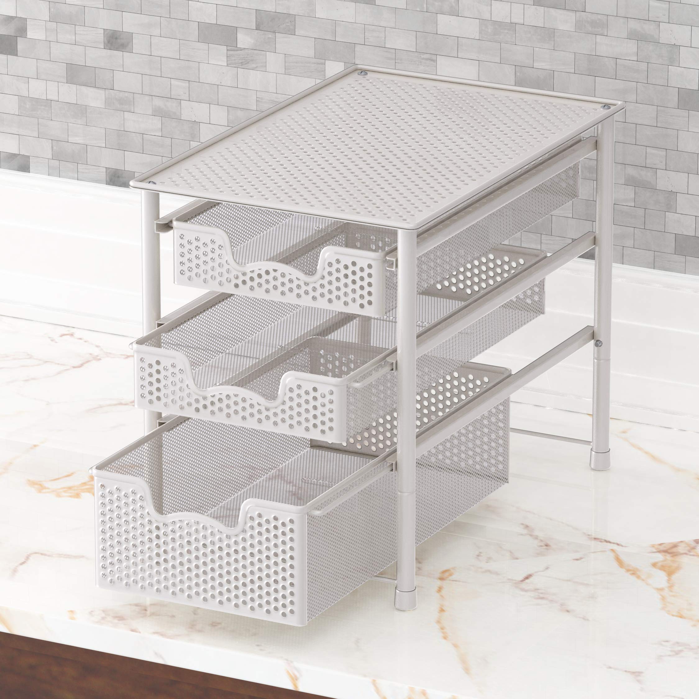 Simple Houseware stackable basket system saving space with dual drawers