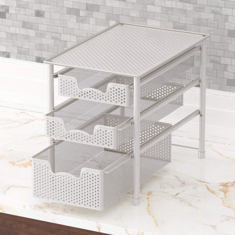 Simple Houseware stackable basket system saving space with dual drawers