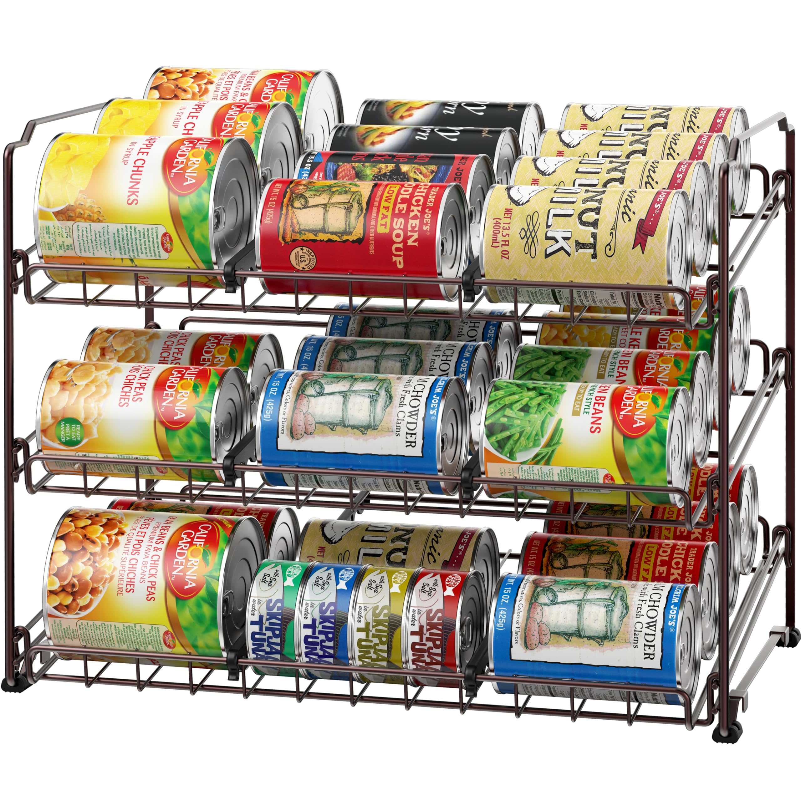 Simple Houseware bronze stackable can organizer rack overview for pantry storage.