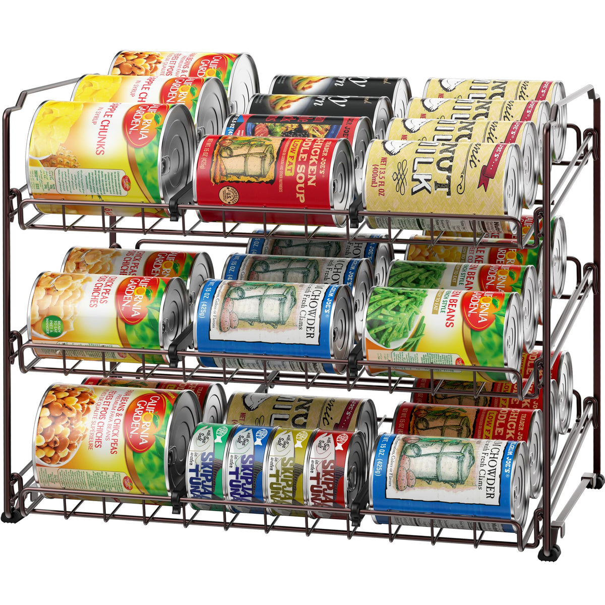 Simple Houseware bronze stackable can organizer rack overview for pantry storage.
