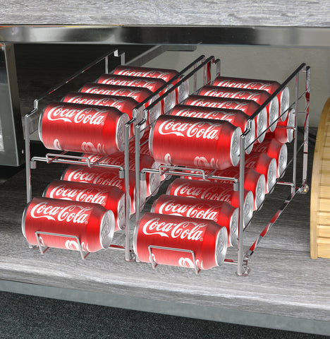 Sturdy metal construction with chrome finish improves kitchen organization.
