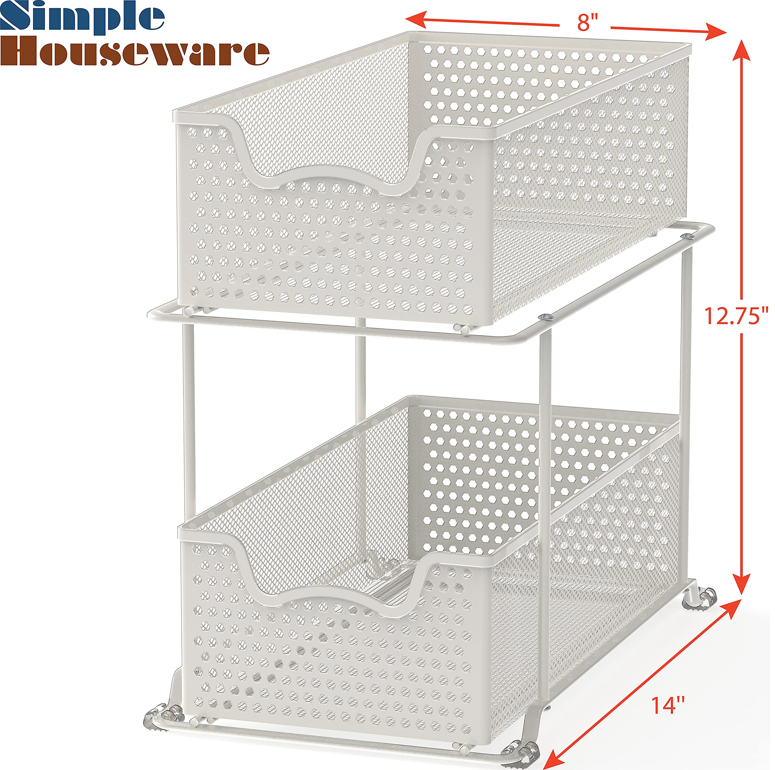 Simple Houseware metal construction provides durable cabinet organization