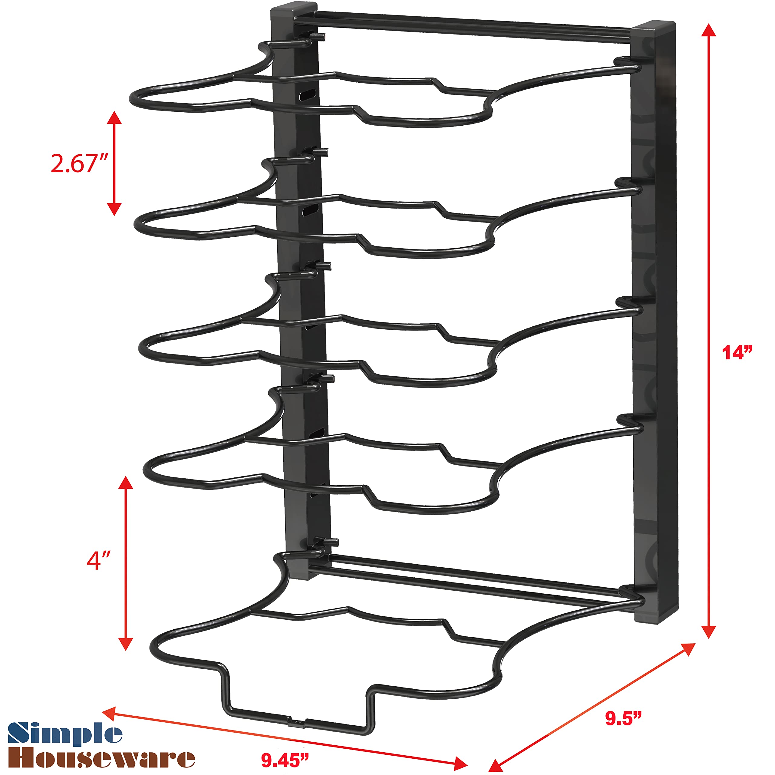 Simple Houseware sturdy steel construction with black coating offers durable kitchen storage.