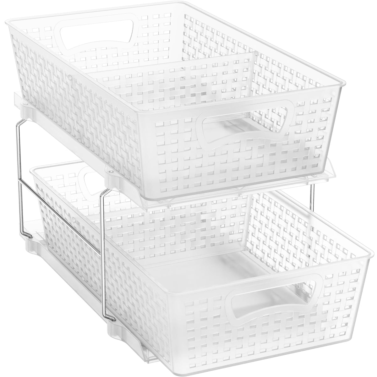 Simple Houseware two-tier bathroom organizer with pull-out tray for accessible storage.